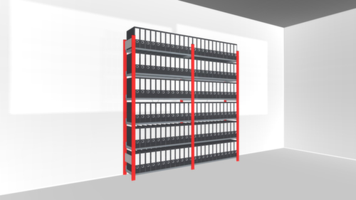 Inhaakstelling voor dossiers, 6 vloer, staander RAL3000 vuurrood