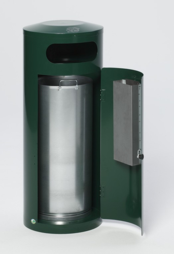 VAR Ronde combi-asbak KS 70, RAL6005 mosgroen