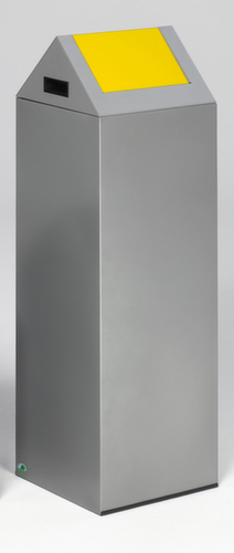 VAR Afvalverzamelbak WSG 85 S met tuimeldeksel, 89 l, zilverkleurig, deksel RAL1023 verkeersgeel