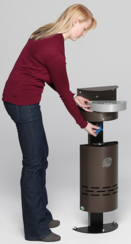 VAR Combi-asbak H 98 met overkapping, deep-brown