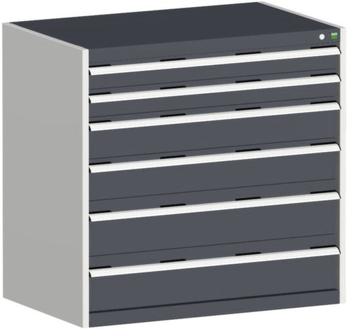 bott Ladekast cubio oppervlak 1050 x 650 mm, 6 lade(n), RAL7035 lichtgrijs/RAL7016 antracietgrijs