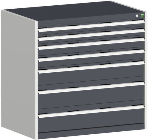 bott Ladekast cubio oppervlak 1050 x 650 mm, 7 lade(n), RAL7035 lichtgrijs/RAL7016 antracietgrijs