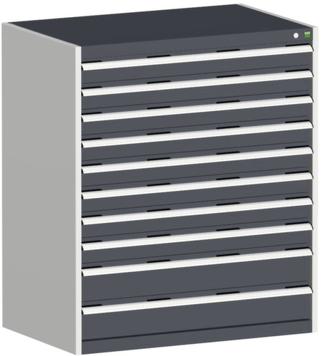 bott Ladekast cubio oppervlak 1050 x 650 mm, 10 lade(n), RAL7035 lichtgrijs/RAL7016 antracietgrijs