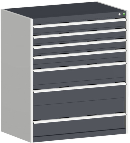 bott Ladekast cubio oppervlak 1050 x 650 mm, 7 lade(n), RAL7035 lichtgrijs/RAL7016 antracietgrijs
