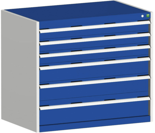 bott Ladekast cubio oppervlak 1050 x 650 mm, 6 lade(n), RAL7035 lichtgrijs/RAL5010 gentiaanblauw