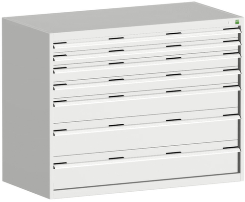 bott Ladekast cubio oppervlak 1300 x 650 mm, 7 lade(n), RAL7035 lichtgrijs/RAL7035 lichtgrijs