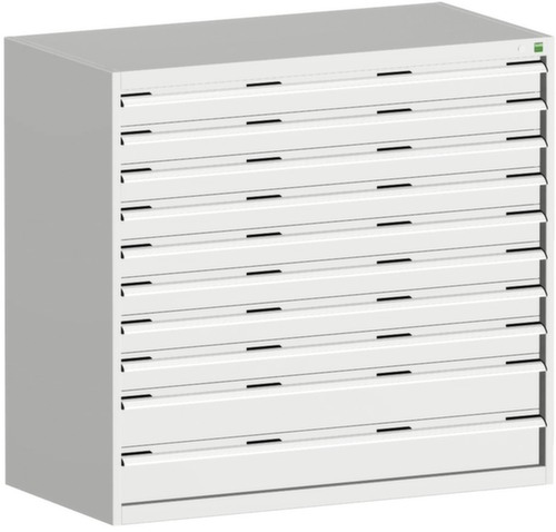 bott Ladekast cubio oppervlak 1300 x 750 mm, 10 lade(n), RAL7035 lichtgrijs/RAL7035 lichtgrijs