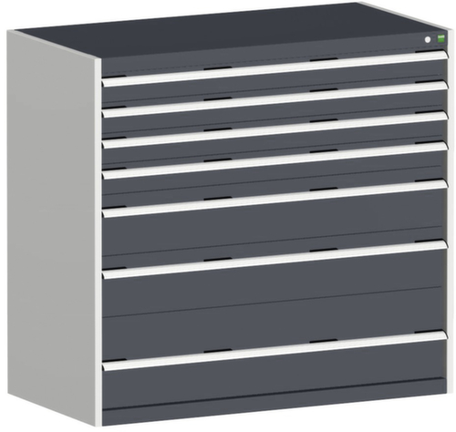 bott Ladekast cubio oppervlak 1300 x 750 mm, 7 lade(n), RAL7035 lichtgrijs/RAL7016 antracietgrijs