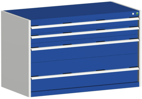 bott Ladekast cubio oppervlak 1300 x 750 mm, 4 lade(n), RAL7035 lichtgrijs/RAL5010 gentiaanblauw