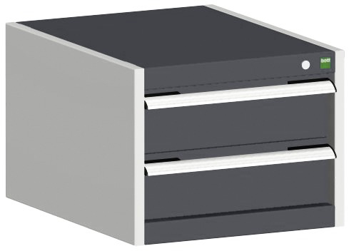 bott Ladekast cubio oppervlak 525 x 525 mm, 2 lade(n), RAL7035 lichtgrijs/RAL7016 antracietgrijs