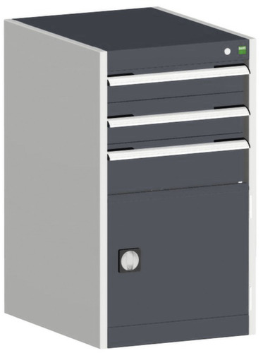 bott Ladekast cubio oppervlak 525 x 525 mm, 3 lade(n), RAL7035 lichtgrijs/RAL7016 antracietgrijs