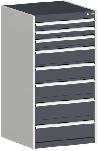 bott Ladekast cubio met oppervlak 650 x 650 mm, 8 lade(n), RAL7035 lichtgrijs/RAL7016 antracietgrijs