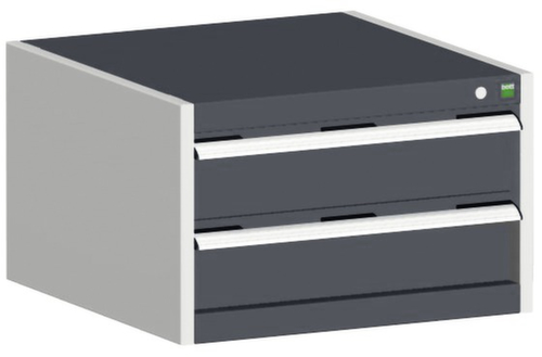 bott Ladekast cubio met oppervlak 650 x 650 mm, 2 lade(n), RAL7035 lichtgrijs/RAL7016 antracietgrijs