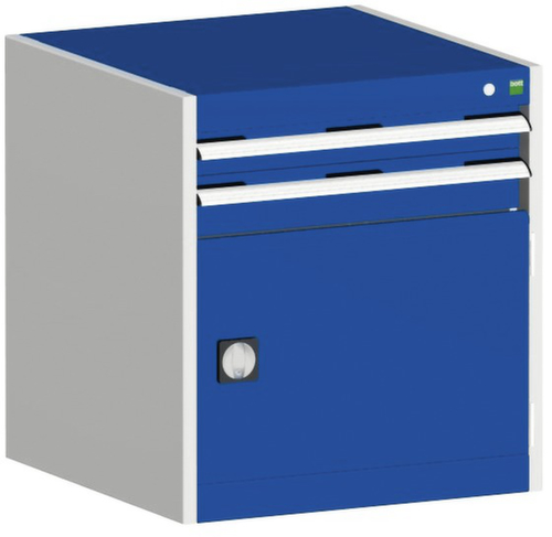 bott Ladekast cubio oppervlak 650 x 525 mm, 2 lade(n), RAL7035 lichtgrijs/RAL5010 gentiaanblauw