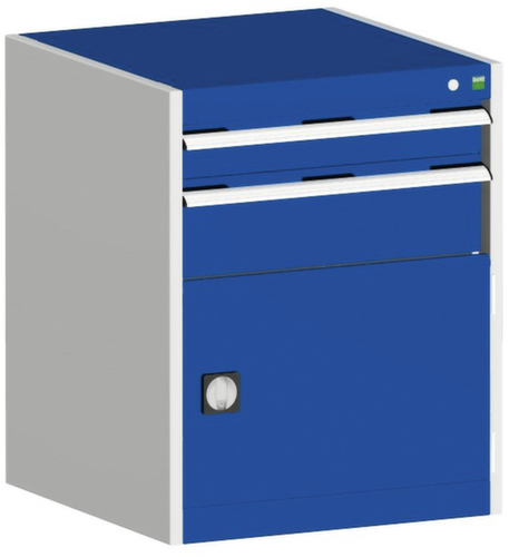bott Ladekast cubio met oppervlak 650 x 650 mm, 2 lade(n), RAL7035 lichtgrijs/RAL5010 gentiaanblauw