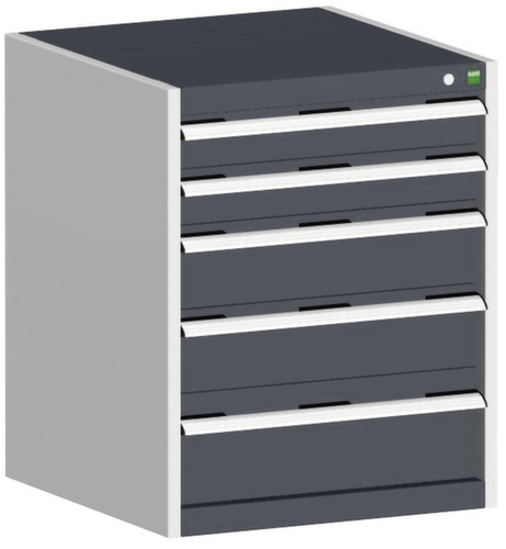 bott Ladekast cubio met oppervlak 650 x 650 mm, 5 lade(n), RAL7035 lichtgrijs/RAL7016 antracietgrijs