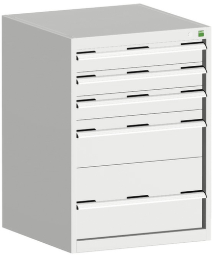 bott Ladekast cubio oppervlak 650 x 525 mm, 5 lade(n), RAL7035 lichtgrijs/RAL7035 lichtgrijs