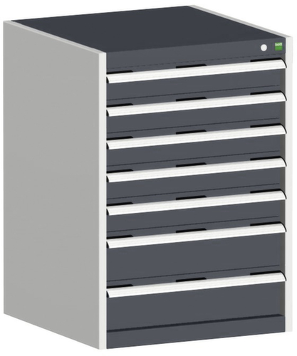 bott Ladekast cubio oppervlak 650 x 525 mm, 7 lade(n), RAL7035 lichtgrijs/RAL7016 antracietgrijs
