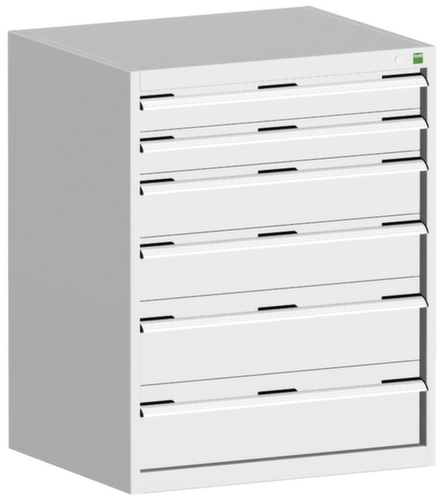 bott Ladekast cubio oppervlak 800 x 650 mm, 6 lade(n), RAL7035 lichtgrijs/RAL7035 lichtgrijs