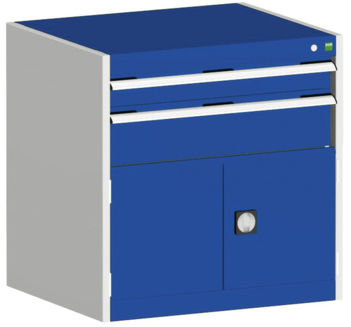 bott Ladekast cubio oppervlak 800 x 650 mm, 2 lade(n), RAL7035 lichtgrijs/RAL5010 gentiaanblauw