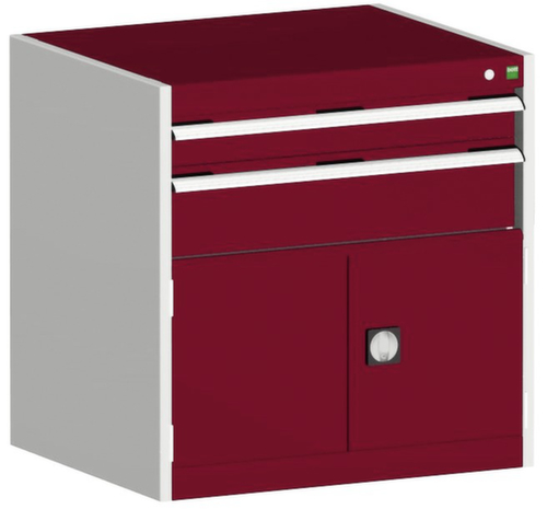 bott Ladekast cubio oppervlak 800 x 650 mm, 2 lade(n), RAL7035 lichtgrijs/RAL3004 purperrood