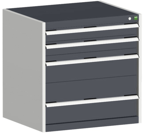 bott Ladekast cubio oppervlak 800 x 750 mm, 4 lade(n), RAL7035 lichtgrijs/RAL7016 antracietgrijs