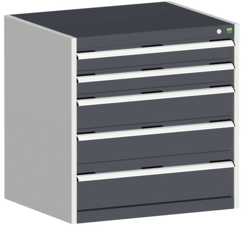 bott Ladekast cubio oppervlak 800 x 750 mm, 5 lade(n), RAL7035 lichtgrijs/RAL7016 antracietgrijs
