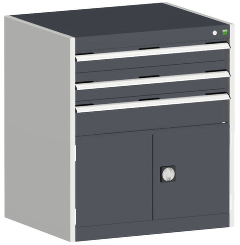bott Ladekast cubio oppervlak 800 x 525 mm, 3 lade(n), RAL7035 lichtgrijs/RAL7016 antracietgrijs
