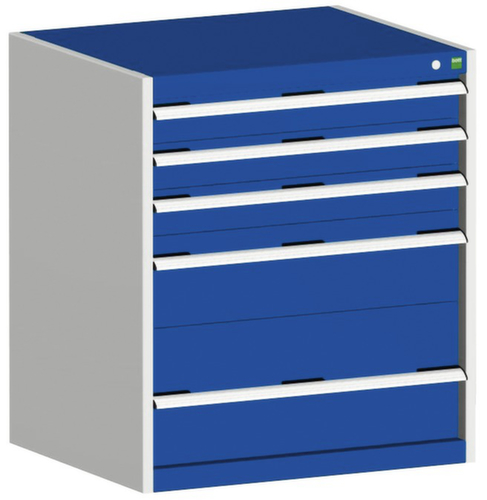 bott Ladekast cubio oppervlak 800 x 650 mm, 5 lade(n), RAL7035 lichtgrijs/RAL5010 gentiaanblauw