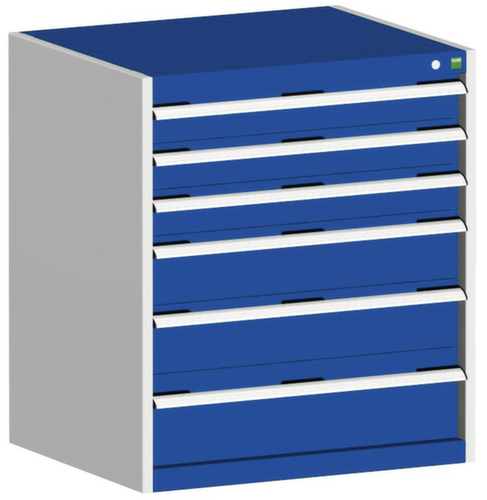 bott Ladekast cubio oppervlak 800 x 525 mm, 6 lade(n), RAL7035 lichtgrijs/RAL5010 gentiaanblauw