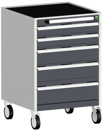 bott Verrijdbare ladekast cubio, 5 lade(n), RAL7035 lichtgrijs/RAL7016 antracietgrijs