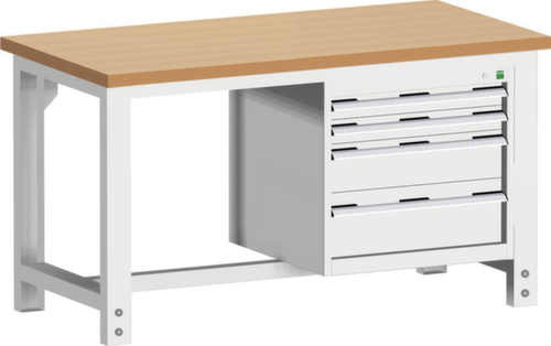 bott Stationaire systeemwerkbank cubio vast of in hoogte verstelbaar, 4 laden, RAL7035 lichtgrijs/RAL7035 lichtgrijs