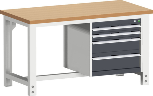 bott Stationaire systeemwerkbank cubio vast of in hoogte verstelbaar, 4 laden, RAL7035 lichtgrijs/RAL7016 antracietgrijs