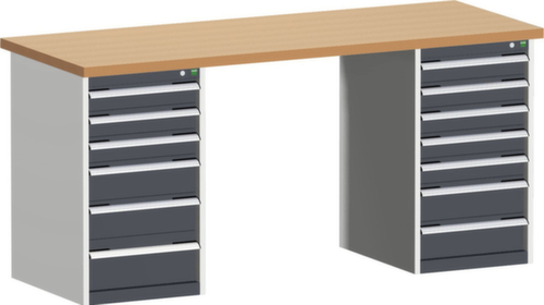 bott Stationaire systeemwerkbank cubio, 13 laden, RAL7035 lichtgrijs/RAL7016 antracietgrijs