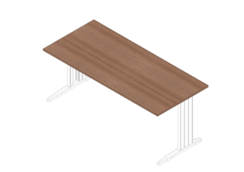 Quadrifoglio Bureau Practika met C-voetonderstel, breedte x diepte 1800 x 800 mm, plaat canaletto-hout