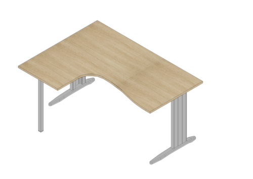 Quadrifoglio Hoekbureau Practika, C-voetonderstel, breedte 1600 mm, eiken/aluminium