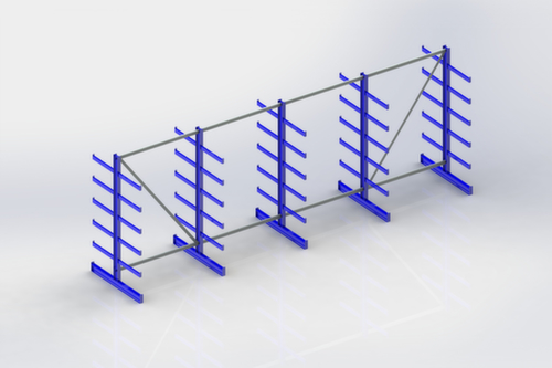 META Universele draagarmstelling Atlas ST, tweezijdig - flexibele opstelling vrijstaand in de ruimte mogelijk, hoogte 2000 mm, 6 niveaus