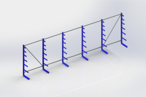 META Universele draagarmstelling Atlas ST, eenzijdig - ontworpen voor plaatsing tegen een wand, hoogte 2000 mm, 7 niveaus