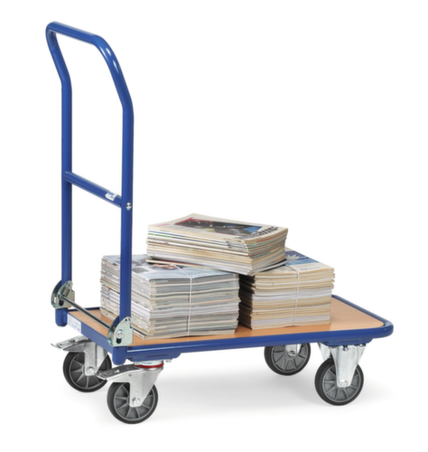 fetra In-/uitklapbare duwbeugelwagen met houten laadvlak, draagvermogen 250 kg, TPE banden