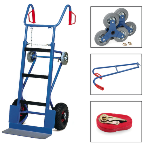 fetra Uitrusting trapwagen met spanband, draagvermogen 400 kg, lucht banden