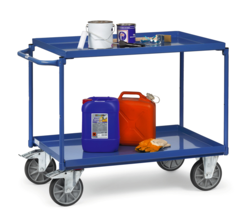 fetra Tafelwagen met oliedichte opvanglegborden 850x500 mm, draagvermogen 400 kg, 2 etages