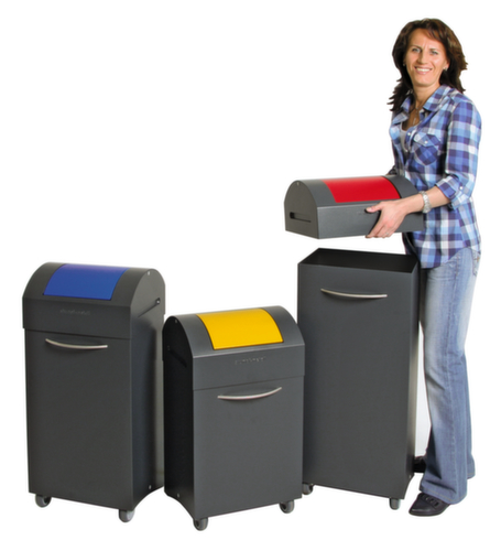 stumpf Verrijdbare afvalverzamelbak, 45 l, RAL7016 antracietgrijs, deksel geel