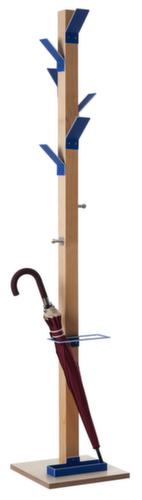 Paperflow Staande kapstok easyCloth van hout met parapluhouder, met 6/2 haken, naturel/blauw