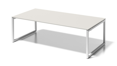 Bisley Vergadertafel en directiebureau Cito met sledeframe, breedte x diepte 2400 x 1200 mm, plaat grijswit