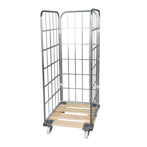 Rolcontainer met houten platform, draagvermogen 500 kg, lengte x breedte 810 x 724 mm