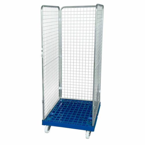 Rolcontainer rolltainer® ADB met 3 wanden en kunststof platform, draagvermogen 500 kg, lengte x breedte 815 x 724 mm