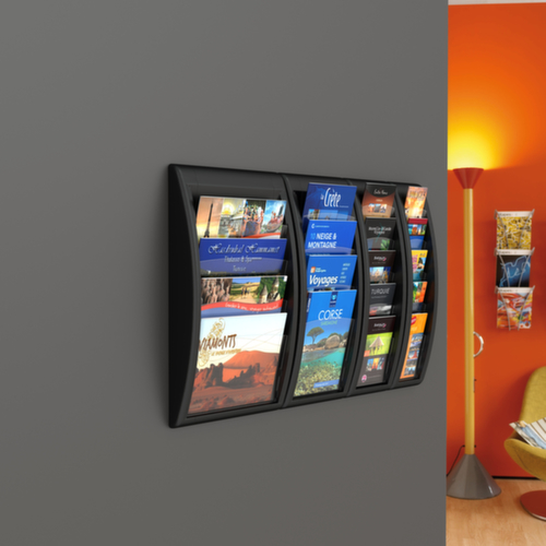 Paperflow Wandfolderhouder Quick Fit, 4 planken, onderstel zwart