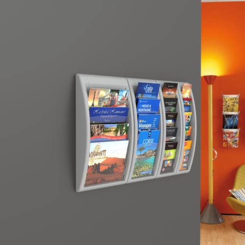 Paperflow Wandfolderhouder Quick Fit, 4 planken, onderstel grijs