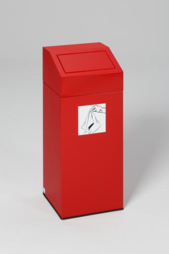 Afvalverzamelbak inclusief sticker, 45 l, RAL3000 vuurrood, deksel rood
