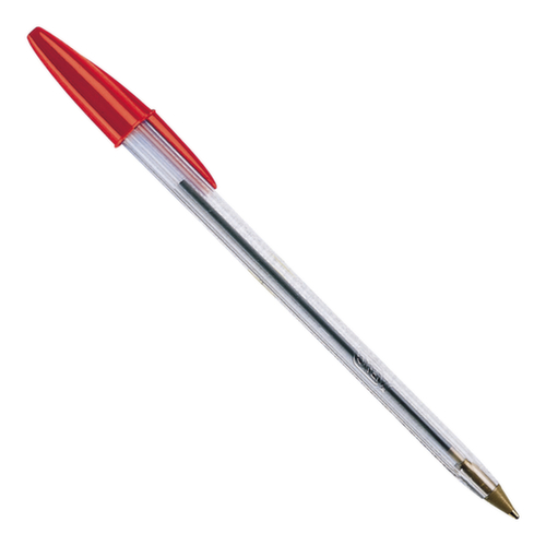 BIC® Balpen Cristal, letterkleur rood, schacht transparant